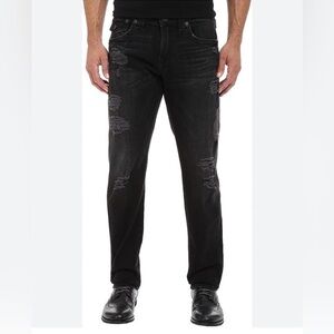 True Religion Geno Relaxed Slim Black Distressed Moto Jean Y2K Grunge Streetwear